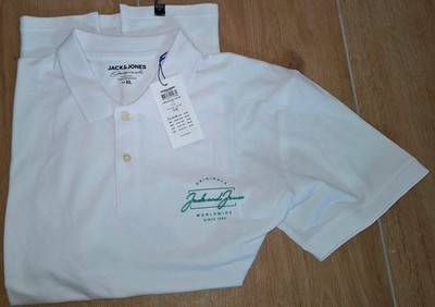 Neu Nr. 16 Jack & Jones Herren Poloshirt JORELDEN Polo SS FST weiß Gr. XL