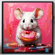 ORIGINAL Oil PAINTING on Canvas Mouse Textured Art 8x8 in  Impasto Custom Order
