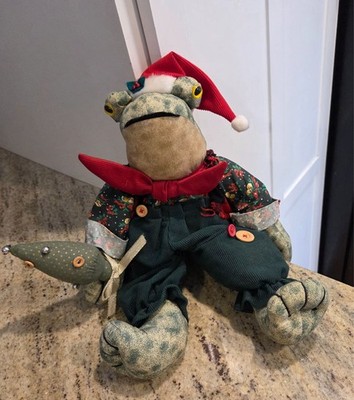 Vintage Sterling Musical Frog Santa Plush Christmas Croaks Song Jingle Bells