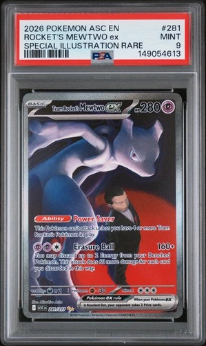 2026 POKEMON ASC SPECIAL ILLUSTRATION RARE #281 TEAM ROCKET'S MEWTWO EX PSA 9