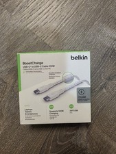 Belkin BoostCharge Braided 10ft 100W USB-C to USB-C Cable, White Open Box New