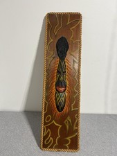 Hand Painted Tribal Mask Wood Wall Art Folk Plaque Tiki Style Decor Rope Edge