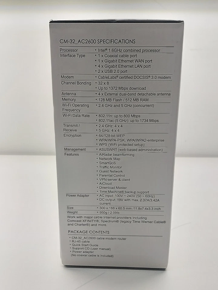ASUS Wireless AC2600 DOCSIS 3.0 Cable Modem Router CM-32 - Image 4 of 4