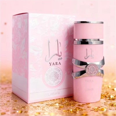 Lattafa Yara Eau de Parfum Spray for Women Pink Bottle and Box