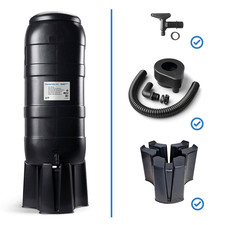 100L Slimline Water Butt with Stand, Lid, Hose Connect Tap & Rain Diverter