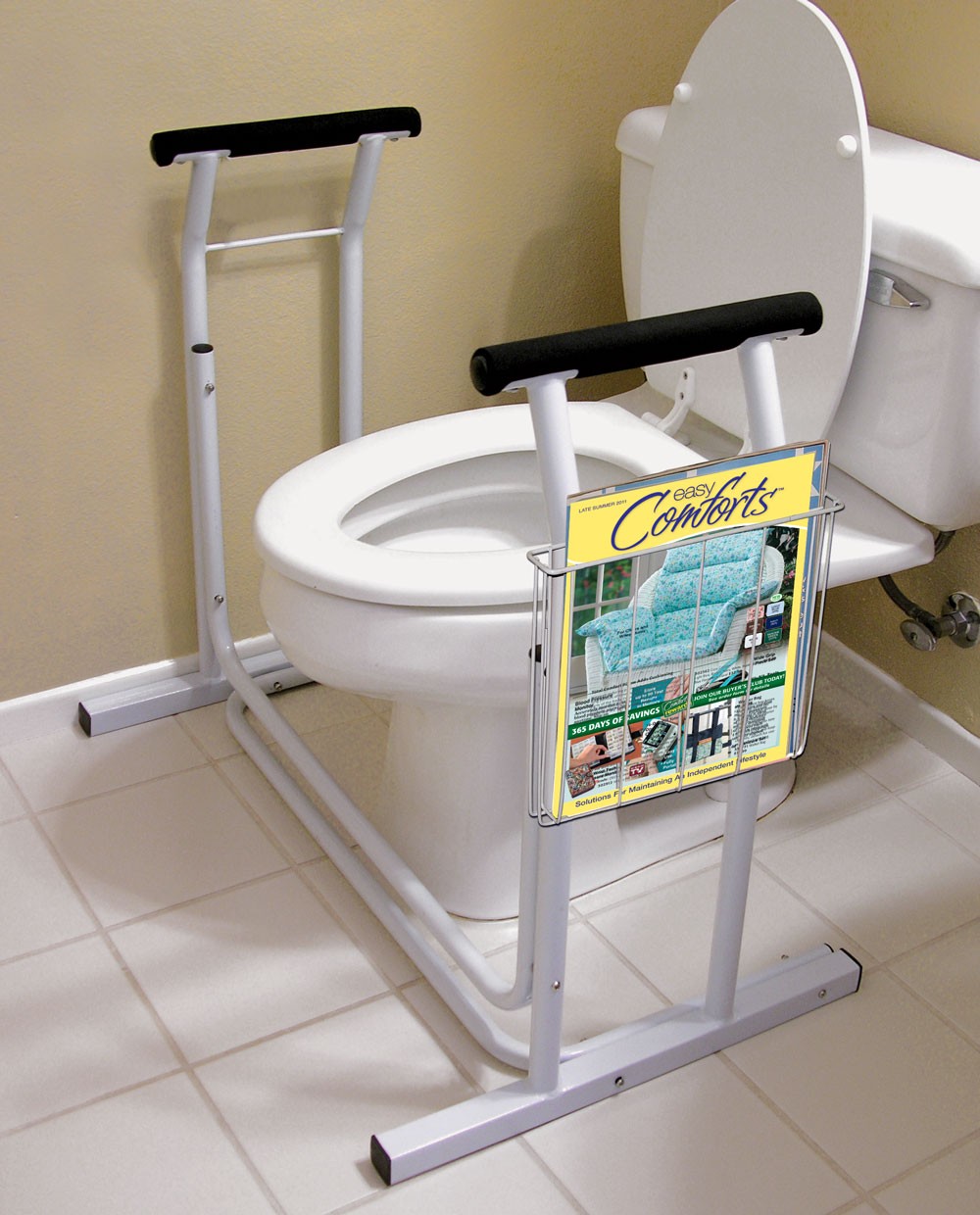 Deluxe Toilet Safety Frame, Freestanding with Magazine Rack, 300lb Capacity | Ad