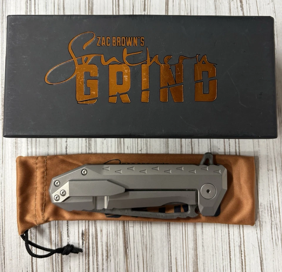 Southern Grind (Zack Brown) Knives Penguin Framelock Satin Ti Scales Damascus - Image 4 of 4