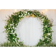 Wedding Flower Backdrop Flowers Over White Fabric Photography Background Roun...