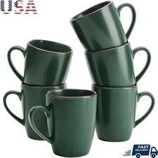 Unique Ceramic Coffee Mugs Set of 6 Scratch Resistant Easy Grip Dishwasher Safe