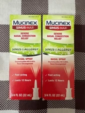 2 Mucinex SINUS-MAX Nasal Spray SINUS & ALLERGY Severe Congestion Relief 27