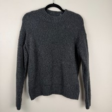 Ann Taylor Sweater Women's Medium Gray Crew Neck Ribbed Hem  Cuff Knit Pullover