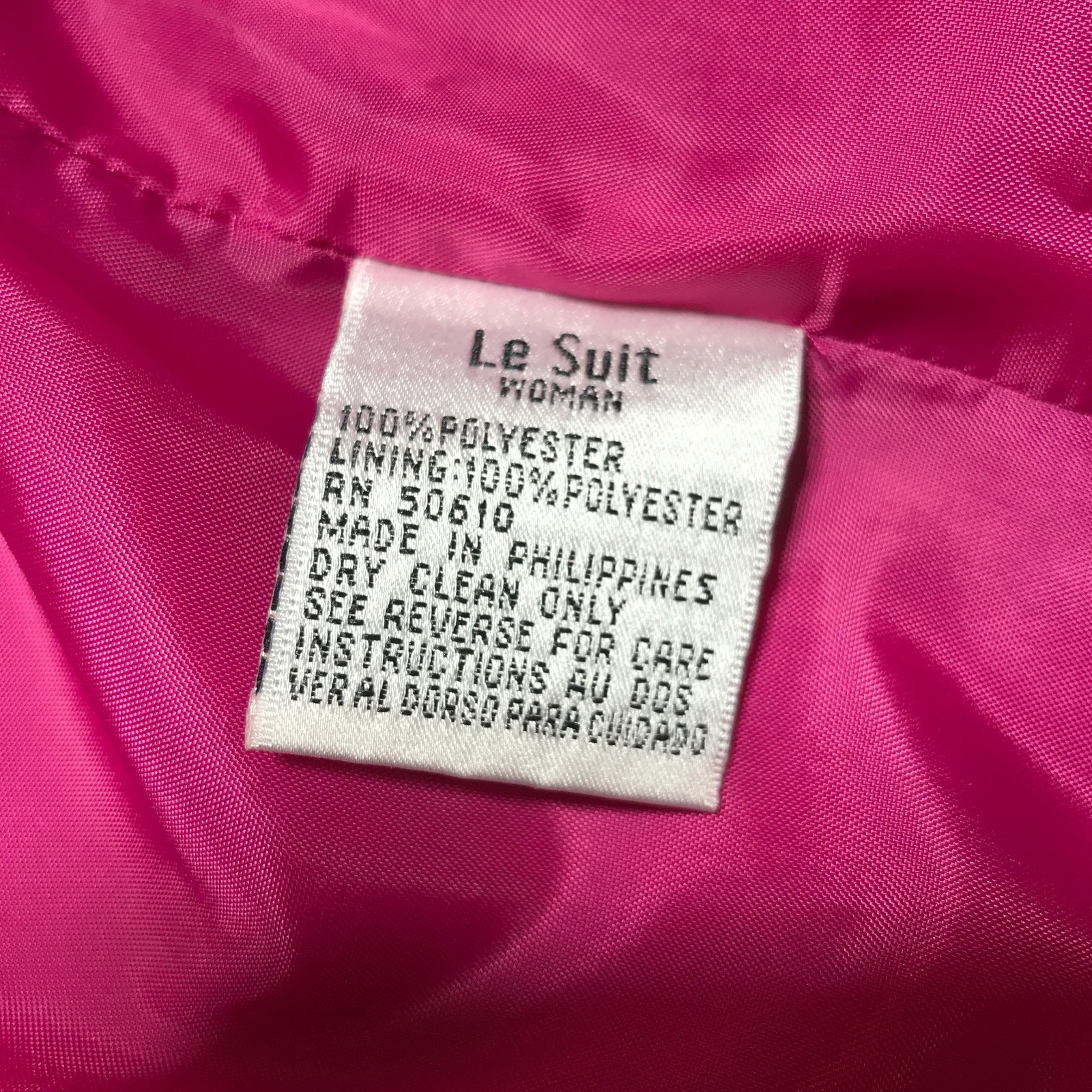 Le Suit Two Piece Womens 14W Purple Lined Blazer Jacket & Pencil Skirt *Stain*