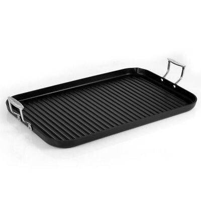 NutriChef Nonstick Grill & Griddle - Dishwasher Safe Double Burner, 20   x 13  