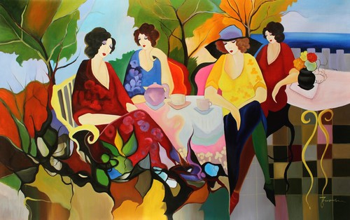 Wandkunst Leinwanddruck Ölgemälde Figuren Dame guter Freund Moderne Wohnkultur