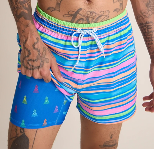 Chubbies Men's "The Rainbow Statics" 4" Lined Classic Swim Trunk Stripe - Medium - Picture 2 of 7