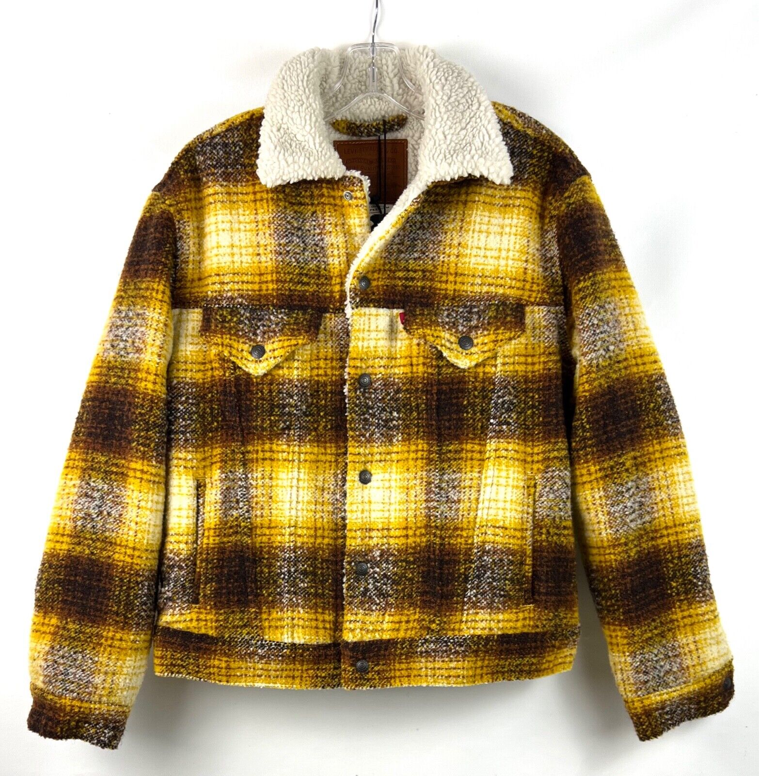 NWT Levi's Premium Tweed Vintage Relaxed Sherpa Trucker Jacket Plaid Small  195339370396 | eBay