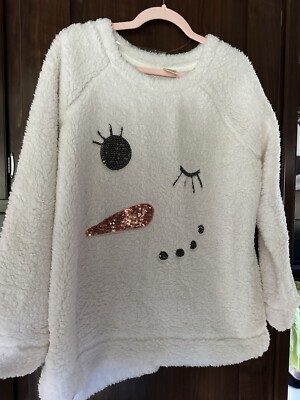 Faded Glory NWT Women s Long Sleeve Pullover Top Cream Christmas XL 16/18