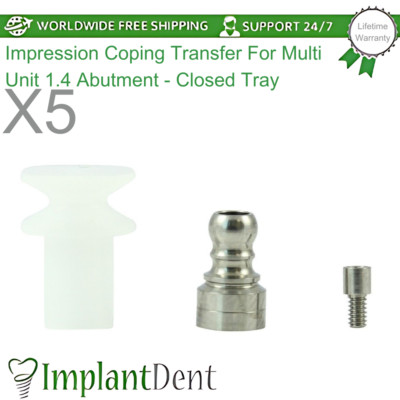 5x Impression Coping Transfer For Multi Unit 1.4 Dental Prosthetics Closed Tray