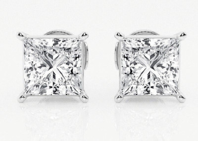 3,0 ct Princess Cut FL/D GRA Moissanit Ohrstecker 14 K massiv Weißgold Geschenk