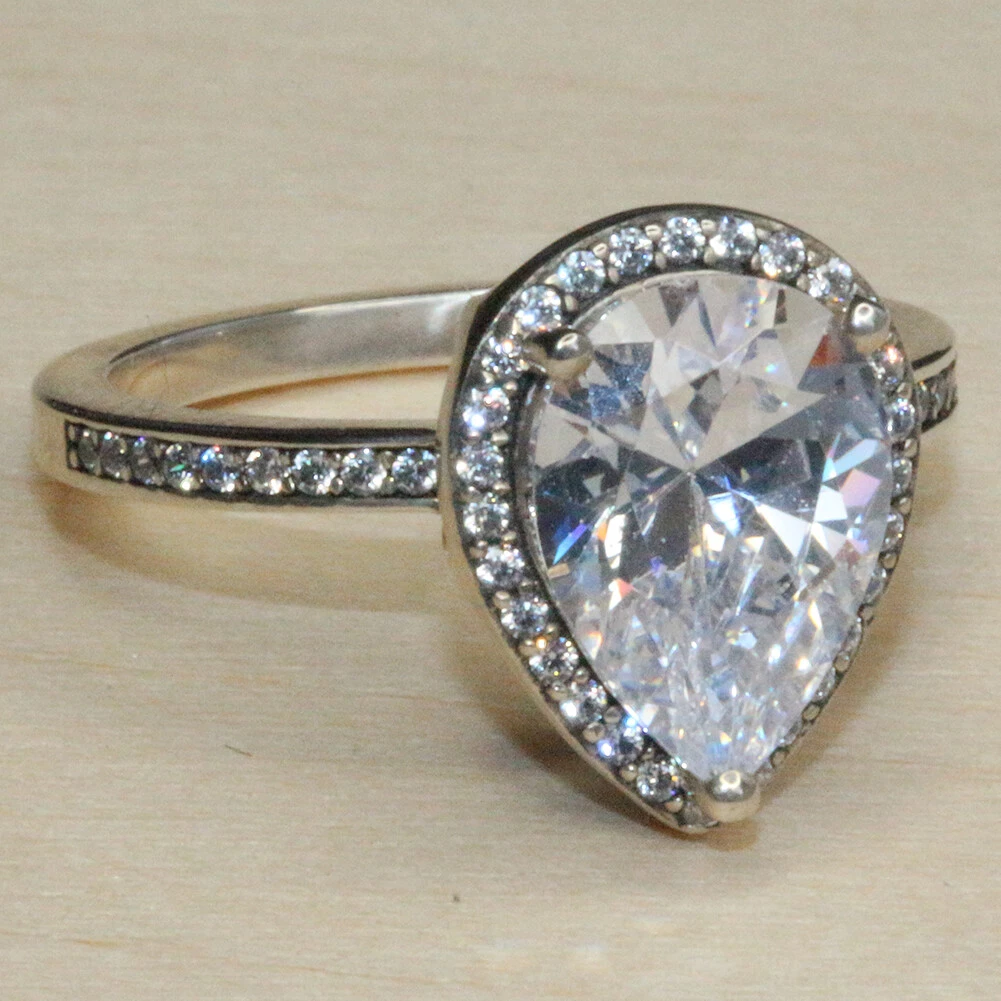 New Authentic Pandora Sparkling Teardro Ring Multiple Size
