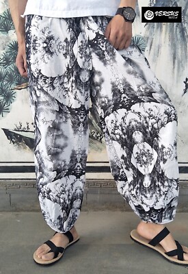 Man Trousers Wide Ethnic Pants Men's Wide Print Long Pants PAMAN24
