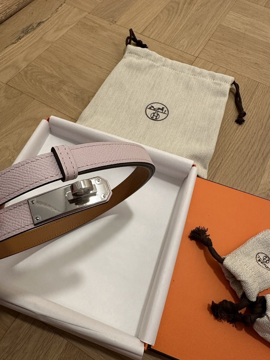 NEW HERMES Mauve Pale Epsom GHW Kelly 18 Belt One Size  display picture 1