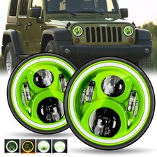 7 Led Headlights Drl Turn Lamp Combo Kit Green For Jeep Wrangler Jk Jku Tj Lj