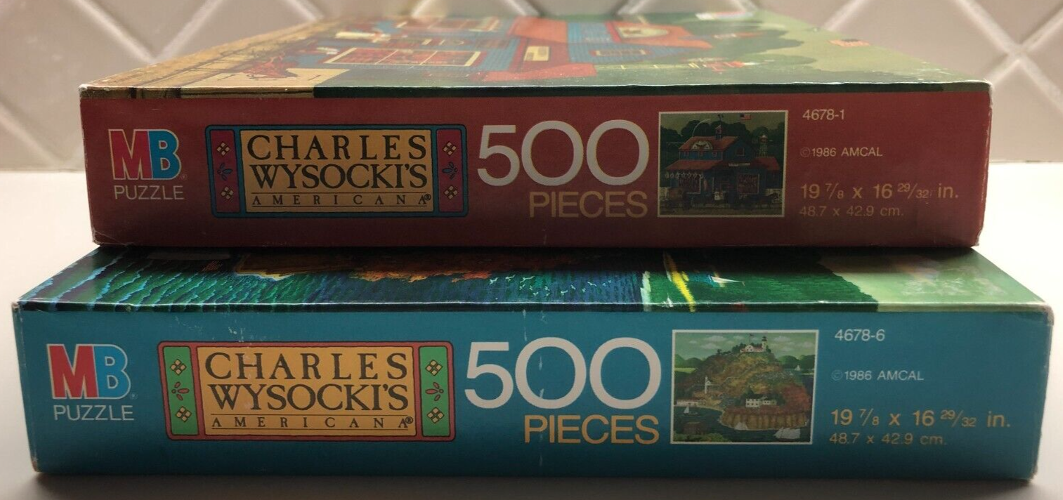 2 Sealed WYSOCKI 500Piece Puzzles BARTON MEATS + WARP IN WIND BAY 1986