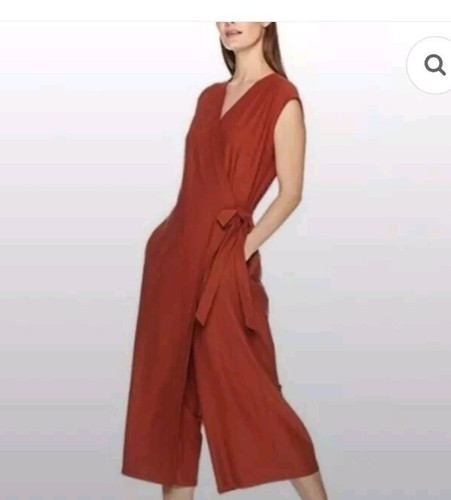 Mono Eileen Fisher pierna ancha crepé marrón óxido talla xs - Imagen 2 de 7
