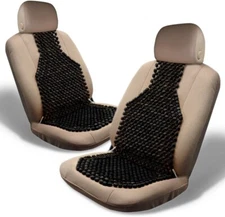 Zone Tech 2x Black Wooden Beaded Ultra Comfort Car Massaging Chair Seat Cushion