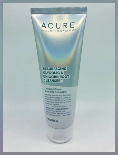 ACURE Resurfacing Glycolic & Unicorn Root Cleanser 4 oz. 118 ml NEW Sealed