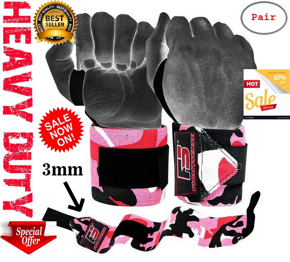 Wrist Wraps LIFTING STRAPS for POWER LIFTING Support CROSSFIT Gym WEIGHT LIFTING