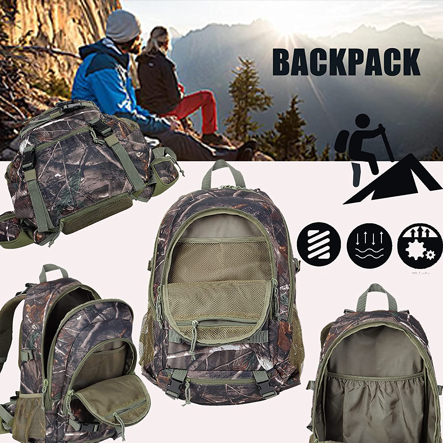 LARGE Hunting Backpack Rifle Holder Pouch Shotgun Outdoor Daypack Bag ...