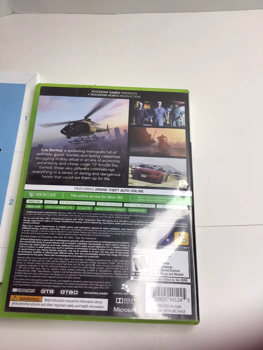 Grand Theft Auto V 5 FIVE XBOX 360 FIRST PRINT US EDITION NEW FACTORY SEALED