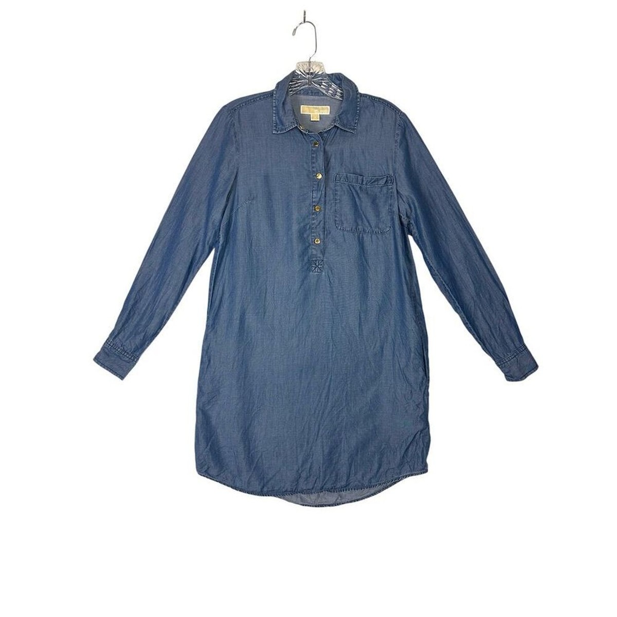 Michael Kors chambray Shirt Dress Blue Long Sleeve snap