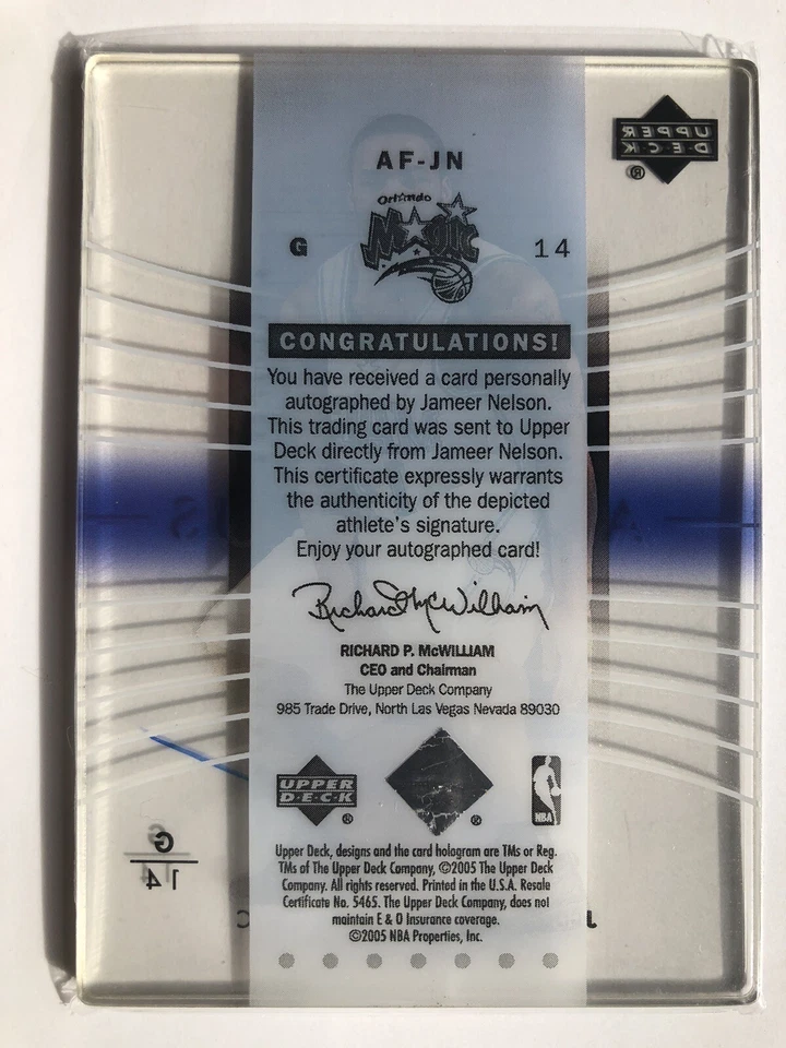 Tarjeta de vidrio Jameer Nelson 2004-05 cubierta superior Trilo3y enfoque automático #AF-JN ¡¡Increíble!!! Foto 2 de 4