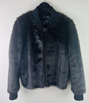 Love Token Coat Faux Fur Brown Bomber zip light soft fuzzy Jacket M