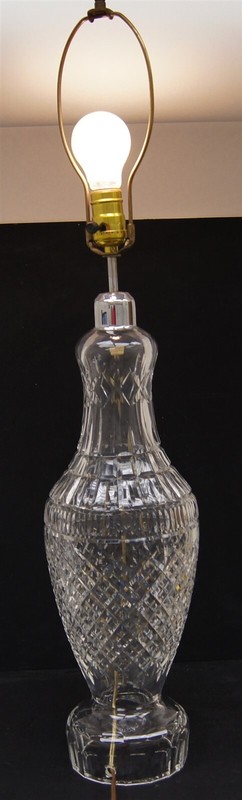VINTAGE WATERFORD Crystal Table Lamp. Working, NO SHADE 33" 