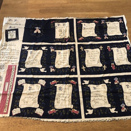 Vintage The Ten Commandments Cloth Book Fabric Panel Craft Cut & Sew Sewing Gift - Picture 3 of 18