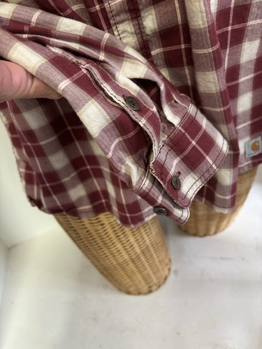 Carhart geknöpftes langes kariertes Damenhemd mit Roll-Riegelärmeln Größe 8-10 Baumwolle - Bild 10 von 14
