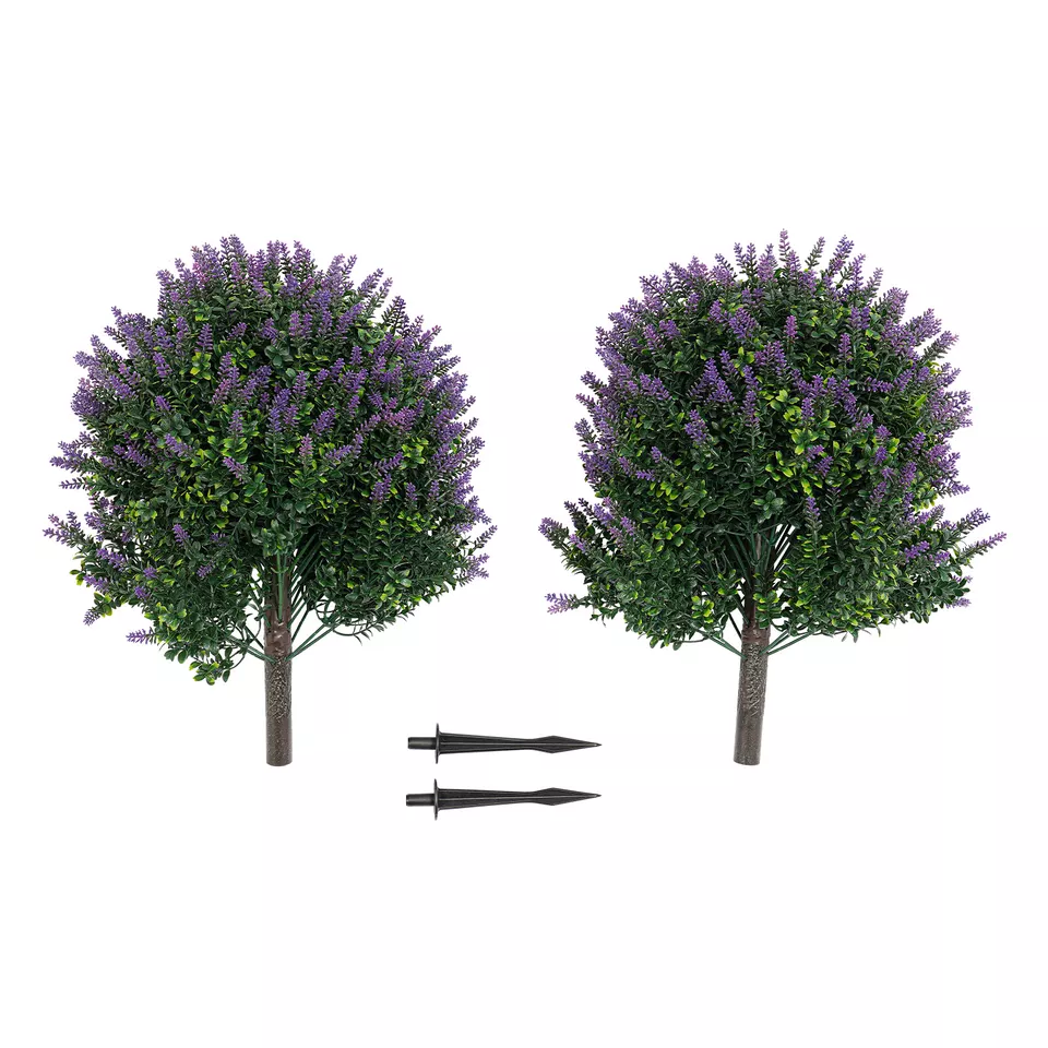 2件装人造薰衣草植物树室内/室外家居装饰带地面钉 — 第 2/4 张图片