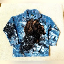 Renegade Club Vintage 1990s Men’s Medium blue Bear Sherpa Fleece Full Zip Jacket