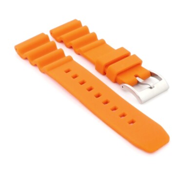 Premium Easy-Click Silicone Diver Watch Band Model Spiro Orange 20mm
