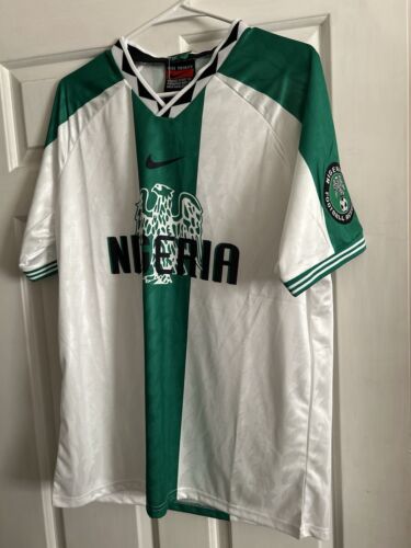 Nigeria Soccer Plain Retro Green And White Jersey Adult Size XL