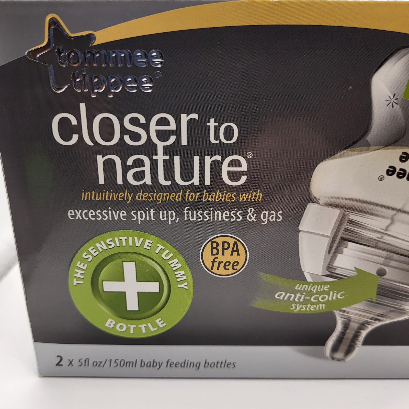 Tommee Tippee Closer To Nature Anti-Colic Baby Feeding Bottles - 2 5oz. Bottles