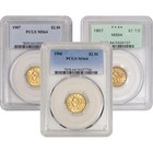 Us Gold $2.50 Liberty Head Quarter Eagle - Pcgs Ms64 - Random Date and Label