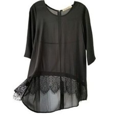 Chloe K Black Fringe Lace Tunic Mini Dress Size S Flowy Whimsygoth Fairygrunge 