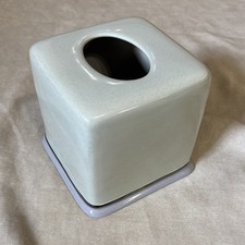 Wamsutta Glazed Ceramic Beige Lavender Boutique Tissue Box Holder