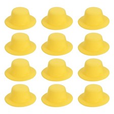 12Pcs 5.3 Inch Mini Formal Hats Miniature Doll Hats for Crafts Yellow