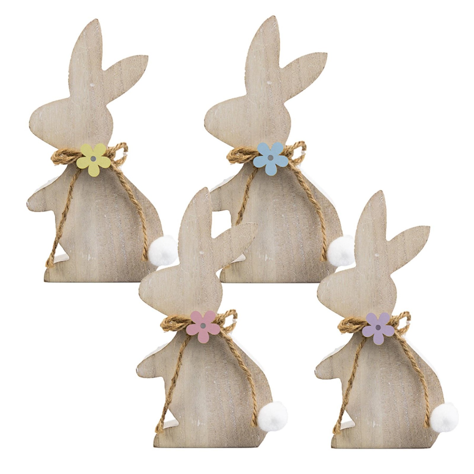 Easter Bunny Ornament with Flower Art Deco Decoration Random Colour